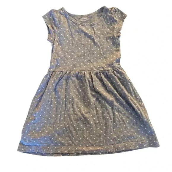 Carter's Set of 2 Girl Dresses Hearts Gray And  Colorful Stripe SZ 4T Cotton - Picture 2 of 9